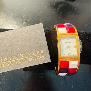 NWT  Joan Rivers patriot July 4th red white blue bracelet watch